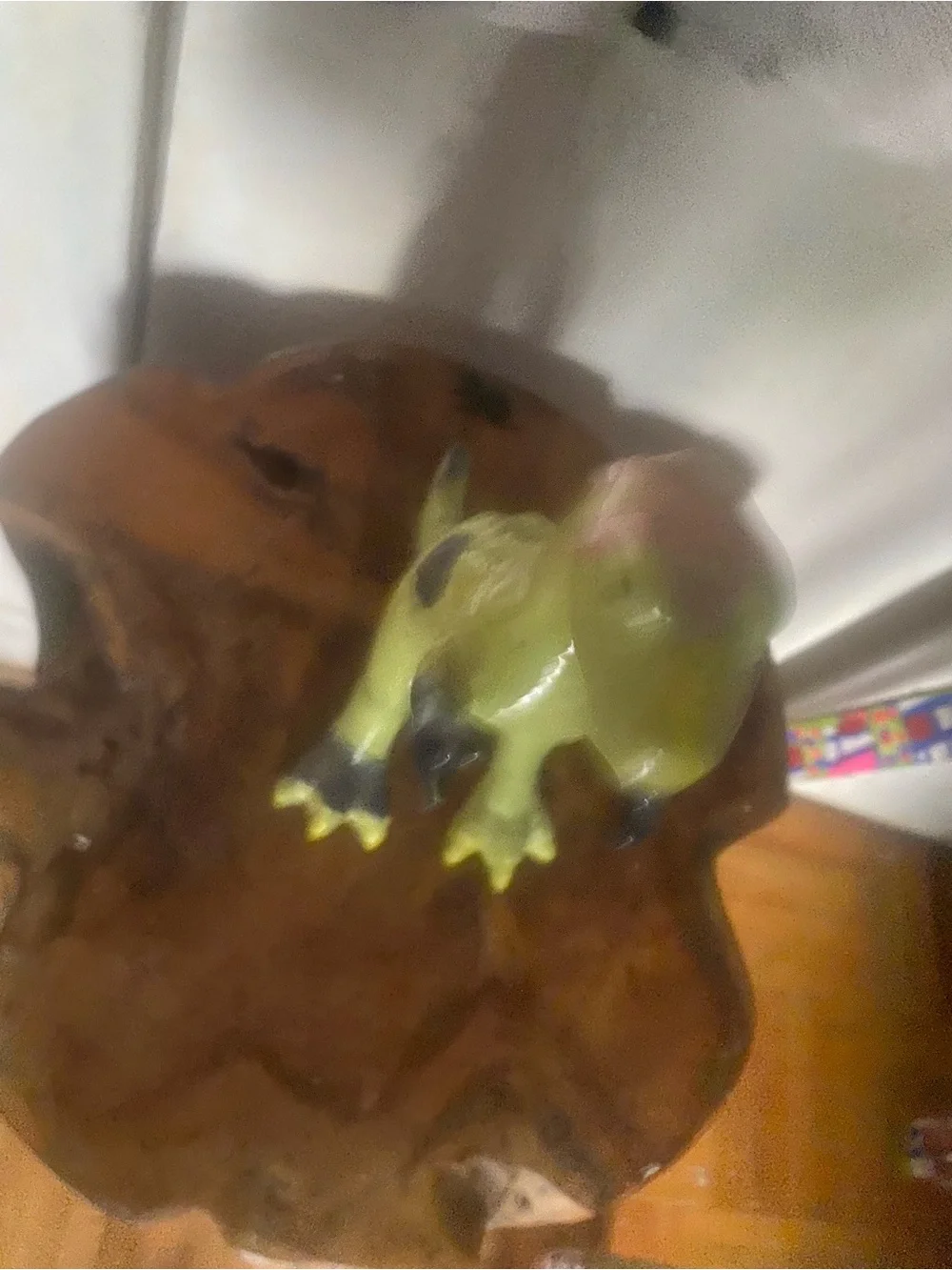 Lime Green Reptile Frog Ornament for Terrariums